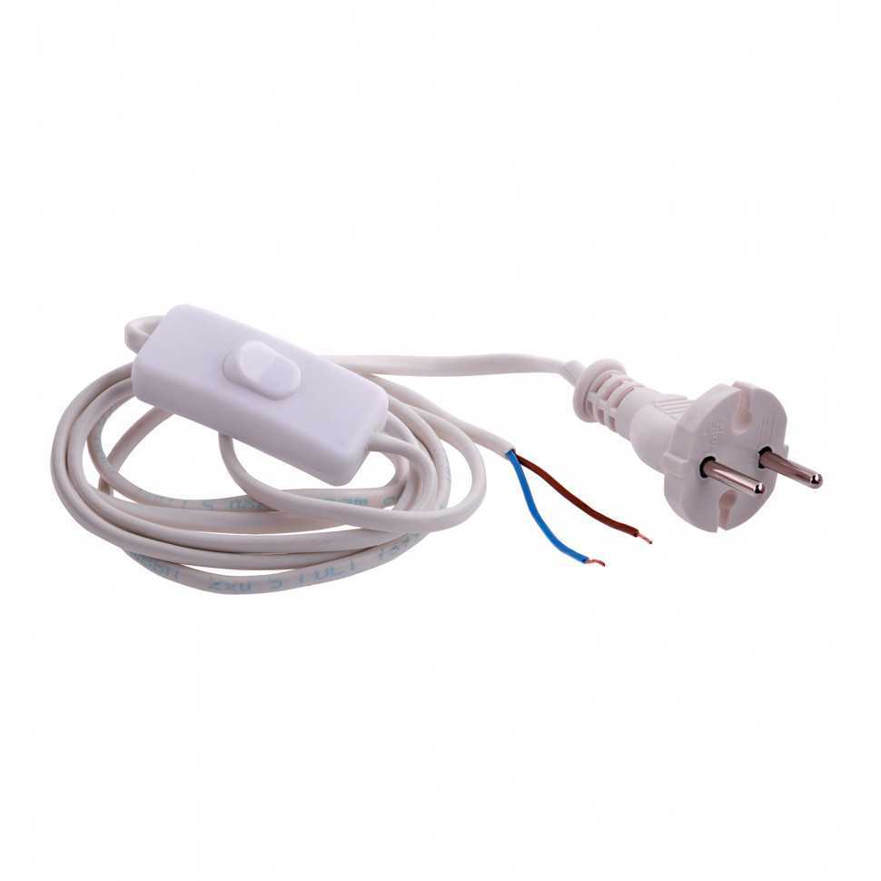 Шнур электрический соединительный, для бра с выключателем, 1.7 м, 120 Вт, белый, тип V-1 Россия Сибртех Удлинители электрические фото, изображение