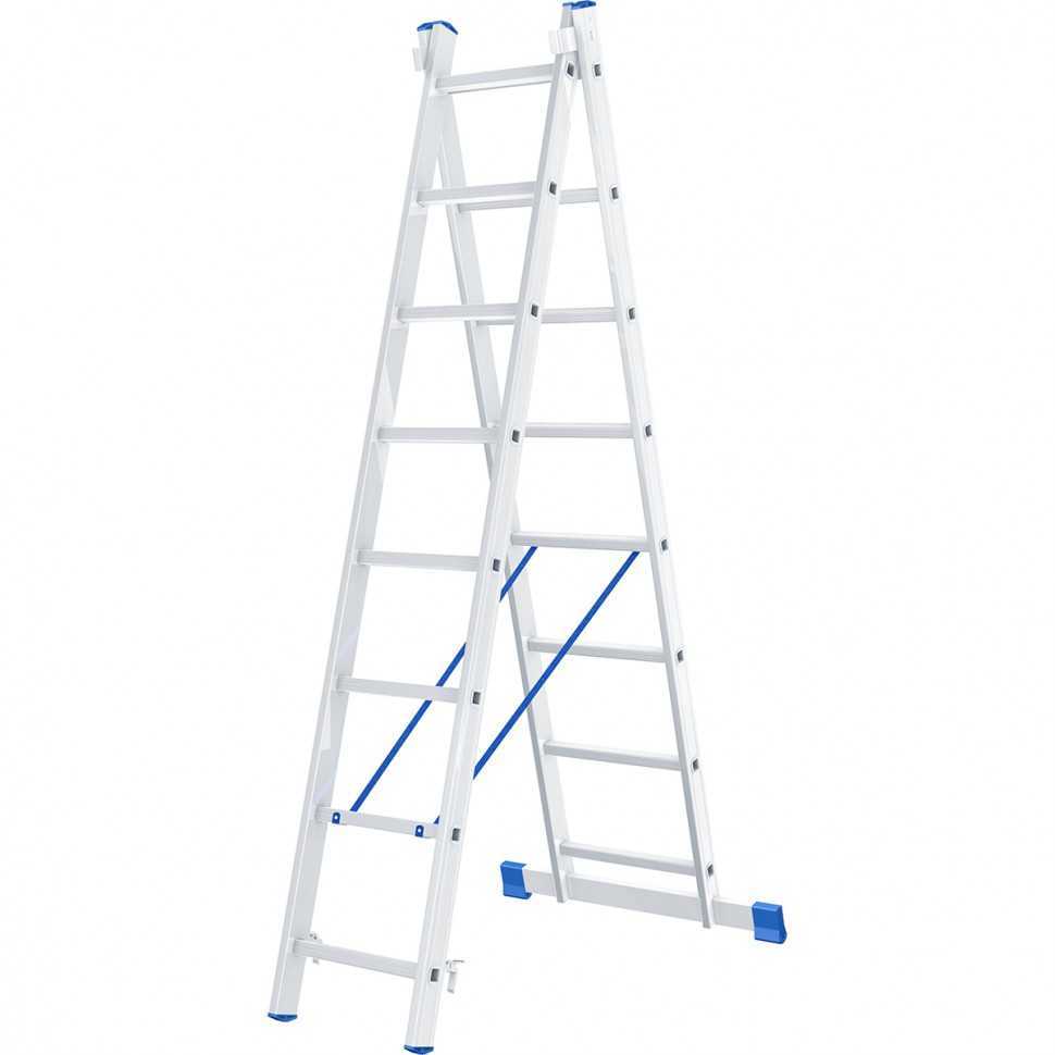Лестница, 2 х 8 ступеней, алюминиевая, двухсекционная, Россия, Сибртех Лестницы фото, изображение