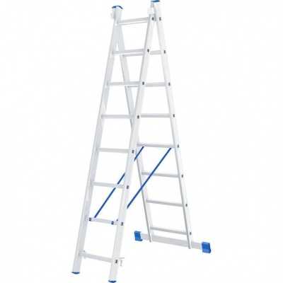 Лестница, 2 х 8 ступеней, алюминиевая, двухсекционная, Россия, Сибртех Лестницы фото, изображение